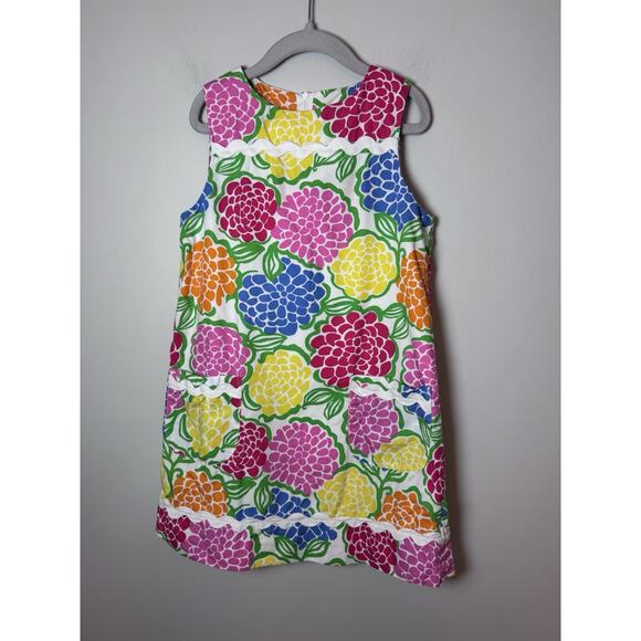 Lilly Pulitzer Girl's Sz 7 Shift Dress Rainbow Floral Zinnia Hydrangea Retro - Picture 3 of 9